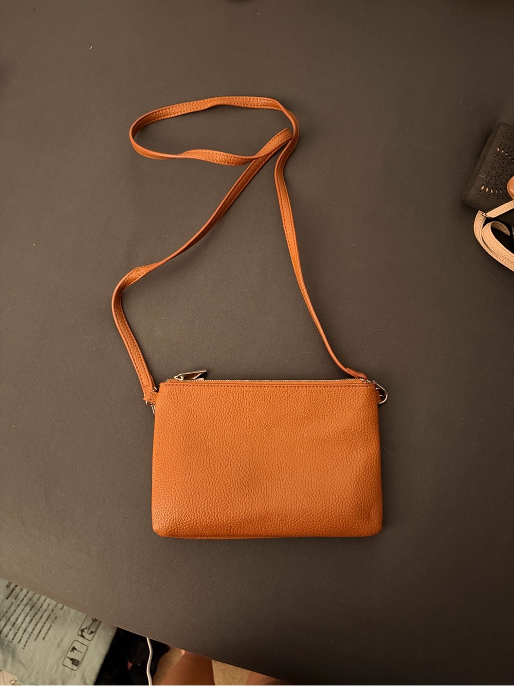 Leather Crossbody Bag in Cognac Brown - Minimalist Women's Purse